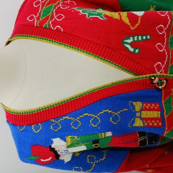 Vintage Casual Corner v-neck Christmas cardigan-sz M - Picture 2 of 12